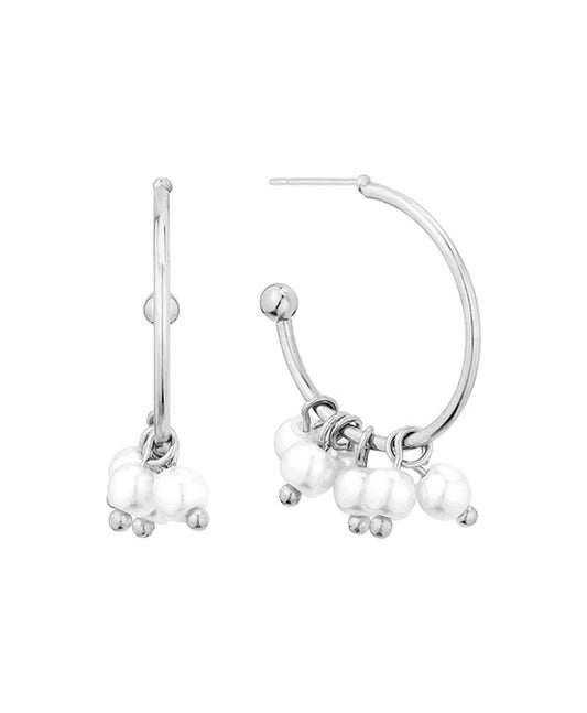 20mm Metal w/ Pearl Hoop Earring