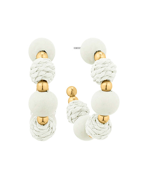 45mm Rattan & Wood Metal Hoop Earring