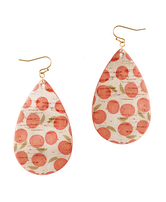 Leather Fruit Teardrop Earring
