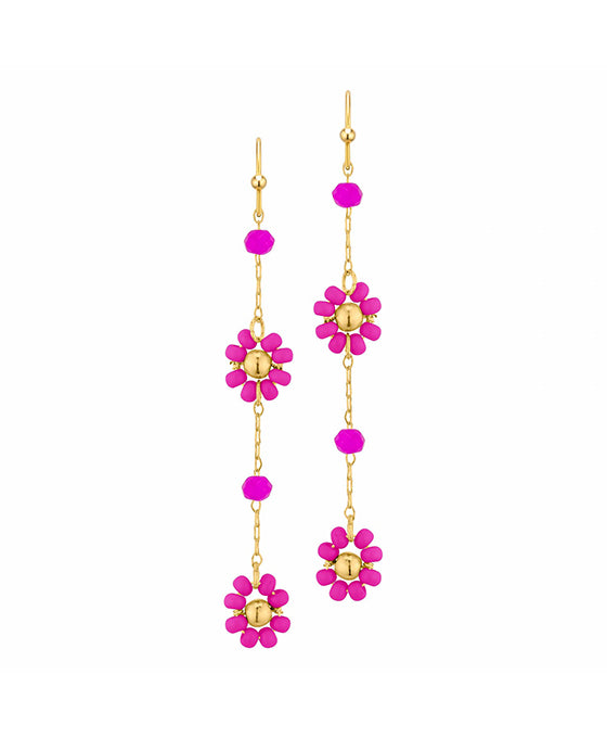 Seed Bead Flower Chain Drop Earring