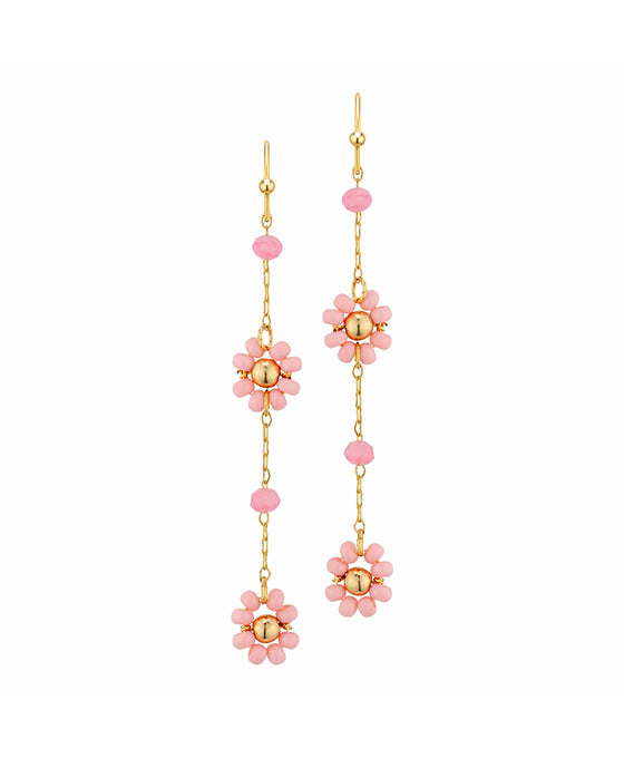 Seed Bead Flower Chain Drop Earring