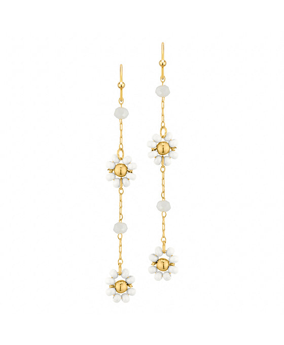 Seed Bead Flower Chain Drop Earring