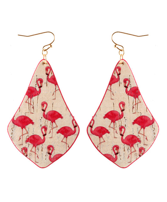Leather Flamingo Baroque Earring
