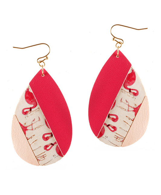 Mosaic Flamingo Teardrop Earring
