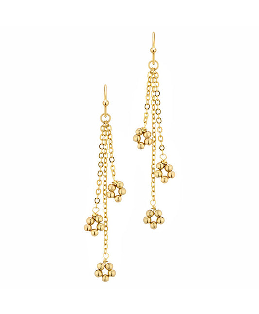 Metal Flower Chain Dangle Earring