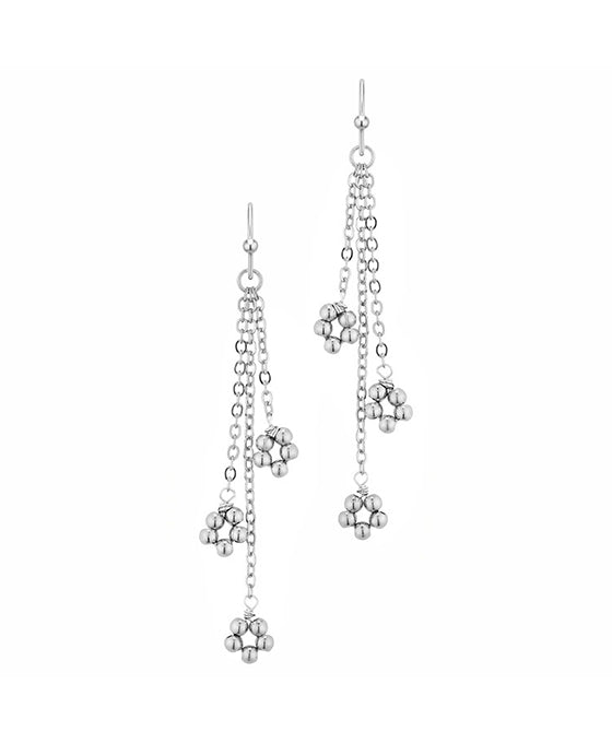 Metal Flower Chain Dangle Earring