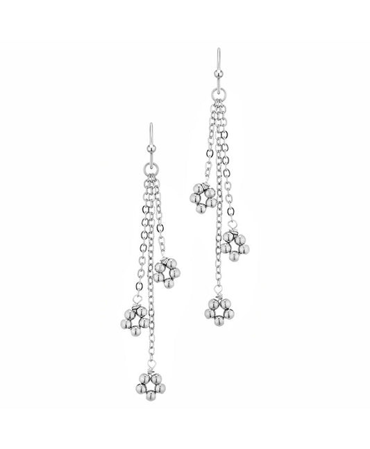 Metal Flower Chain Dangle Earring