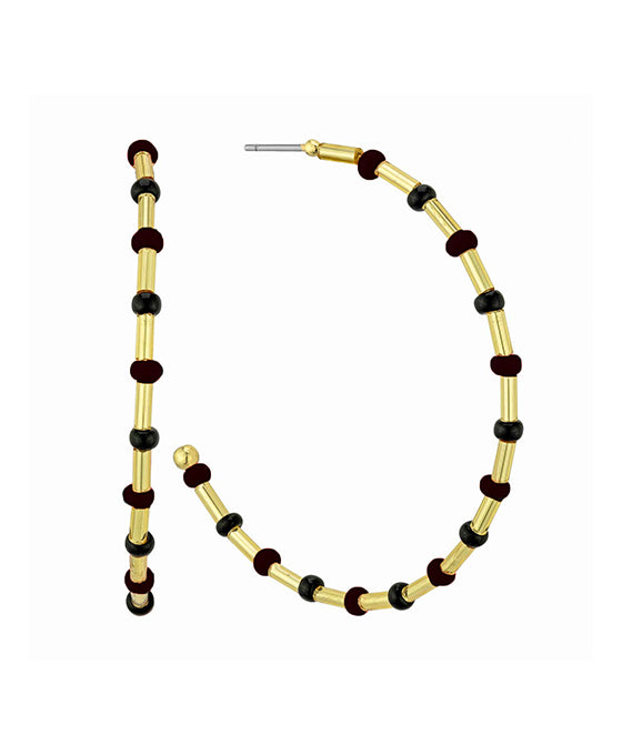 50mm Seed Bead Metal Hoop Earring