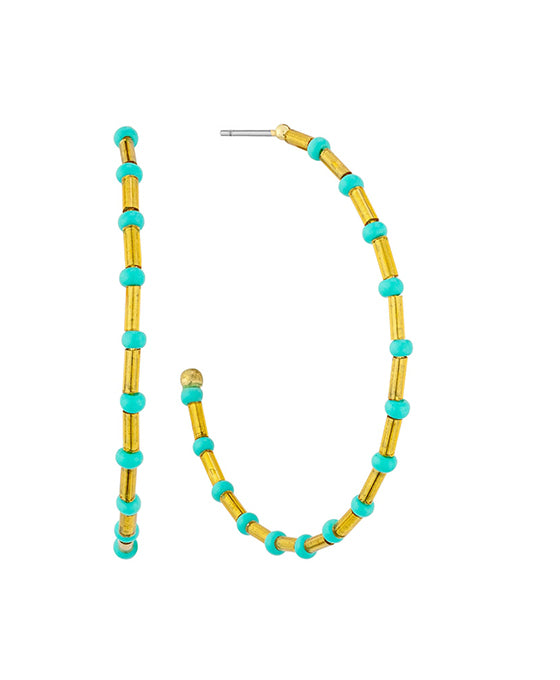 50mm Seed Bead Metal Hoop Earring