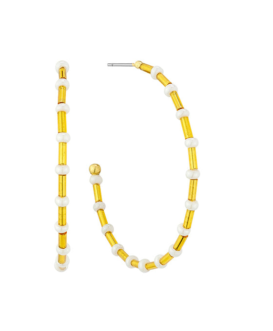 50mm Seed Bead Metal Hoop Earring