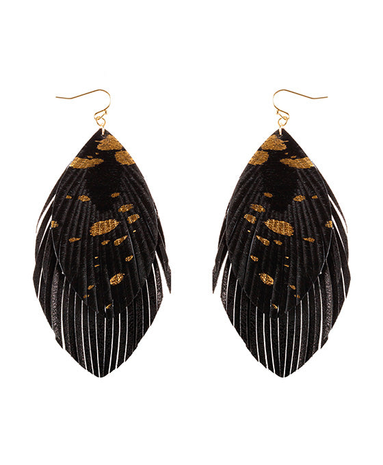Cowhide Flake Fringe Earring