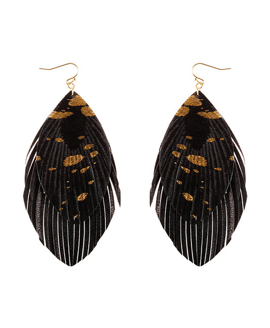 Cowhide Flake Fringe Earring