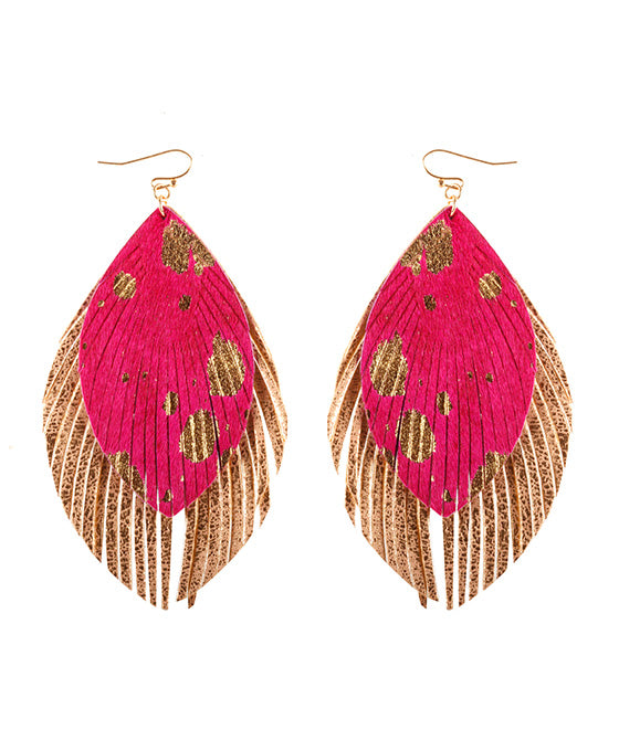 Cowhide Flake Fringe Earring