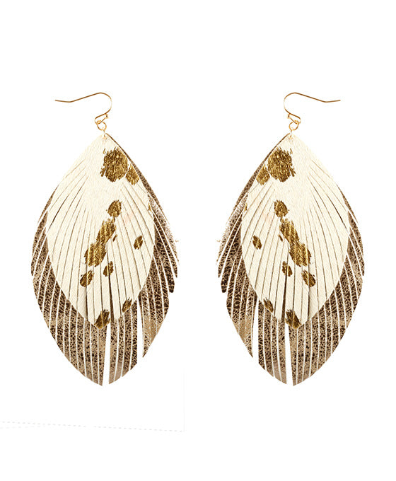 Cowhide Flake Fringe Earring