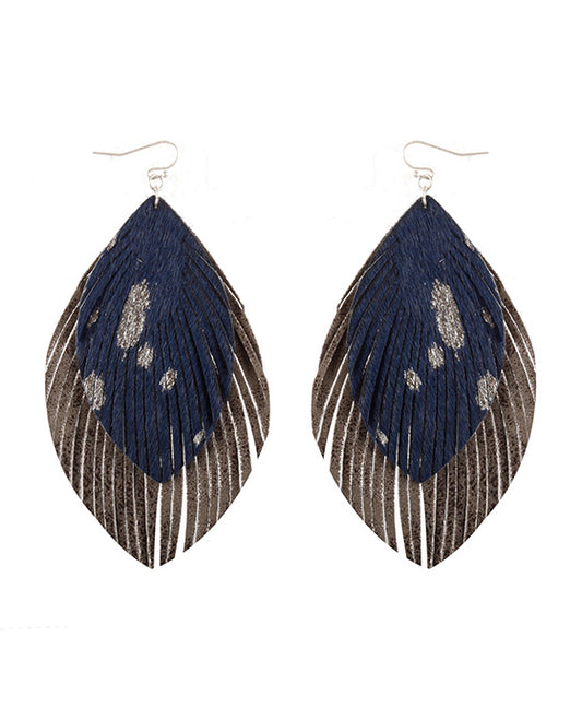 Cowhide Flake Fringe Earring