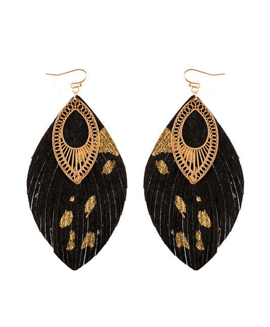 Cowhide Flake Fringe Earring
