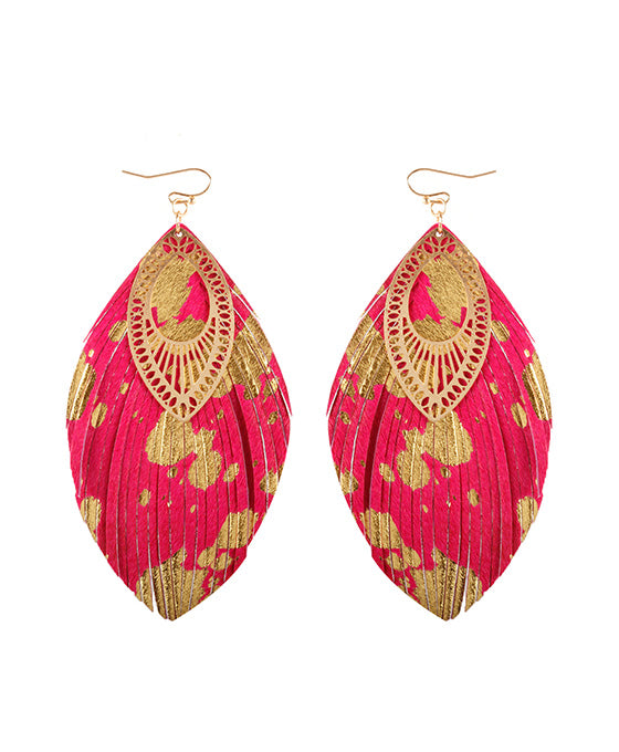 Cowhide Flake Fringe Earring