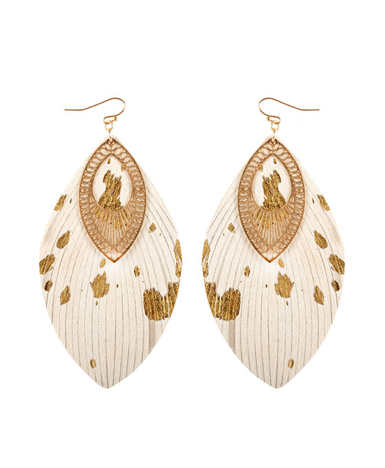 Cowhide Flake Fringe Earring
