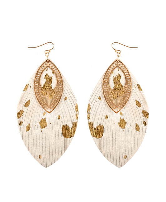 Cowhide Flake Fringe Earring