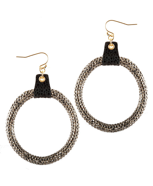 Glitter Leather Tube Earring