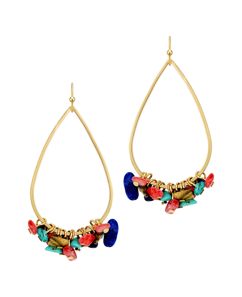 Metal Teardrop w/ Stone Earring