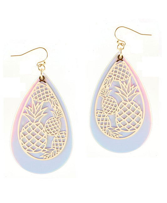 Leather Filigree Pineapple Earring