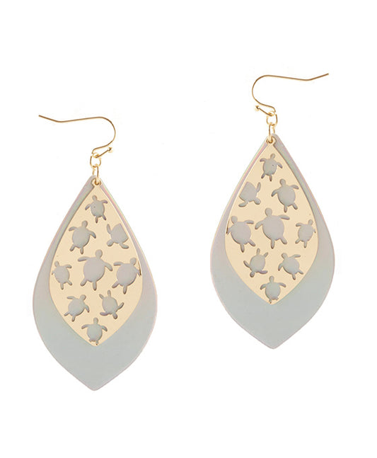Leather Filigree Turtle Earring
