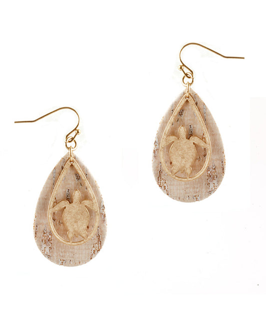 Cork Filigree Turtle Earring
