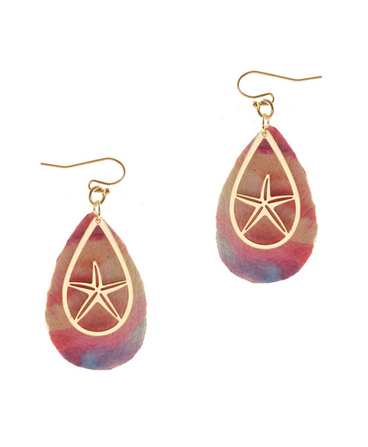 Leather Tiedye Starfish Earring