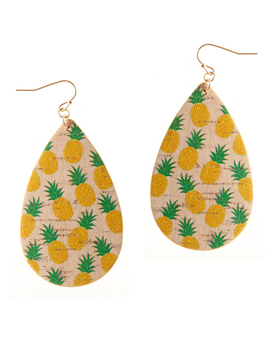 Cork Pineapple Teardrop Earring