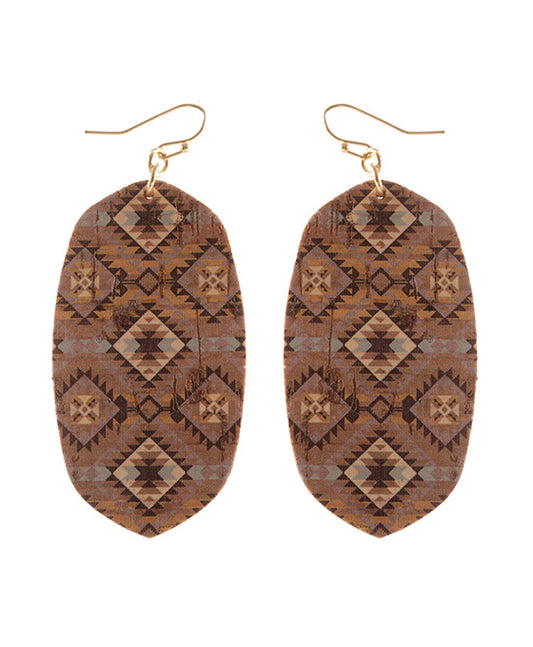 Metal Cork Aztec Earring