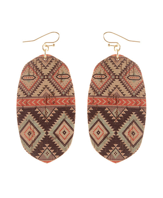 Metal Cork Aztec Earring