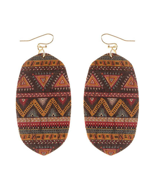 Metal Cork Aztec Earring