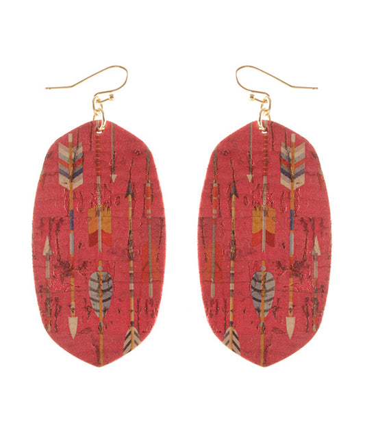 Leather Cork Aztec Earring