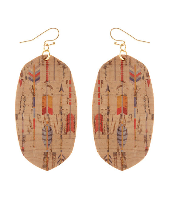 Leather Cork Aztec Earring
