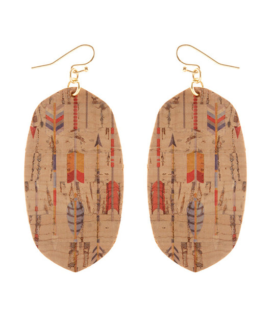 Leather Cork Aztec Earring