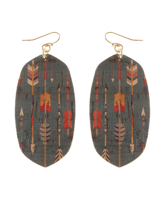 Leather Cork Aztec Earring