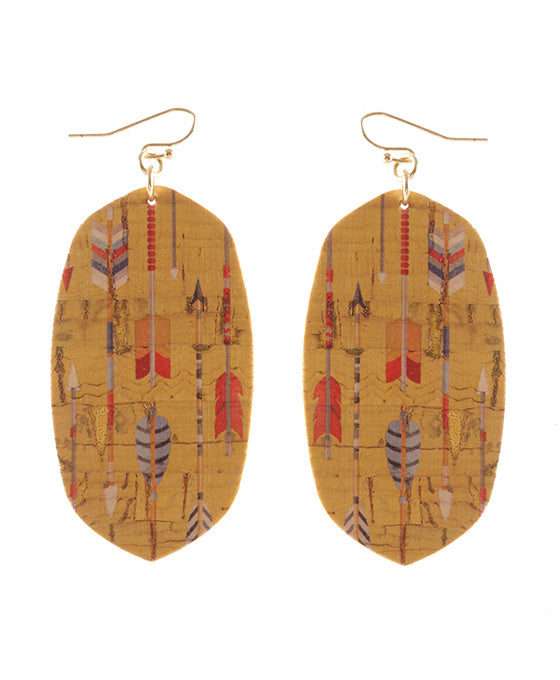 Leather Cork Aztec Earring