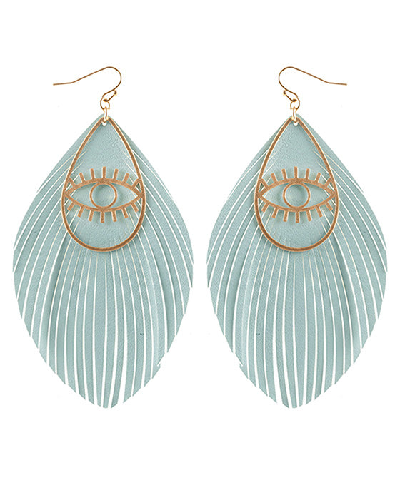 Leather & Metal Evil Eye Fringe Earring