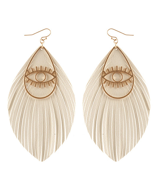 Leather & Metal Evil Eye Fringe Earring
