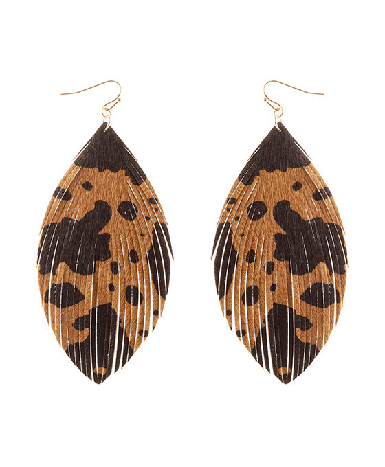 Leather Cowhide Fringe Earring