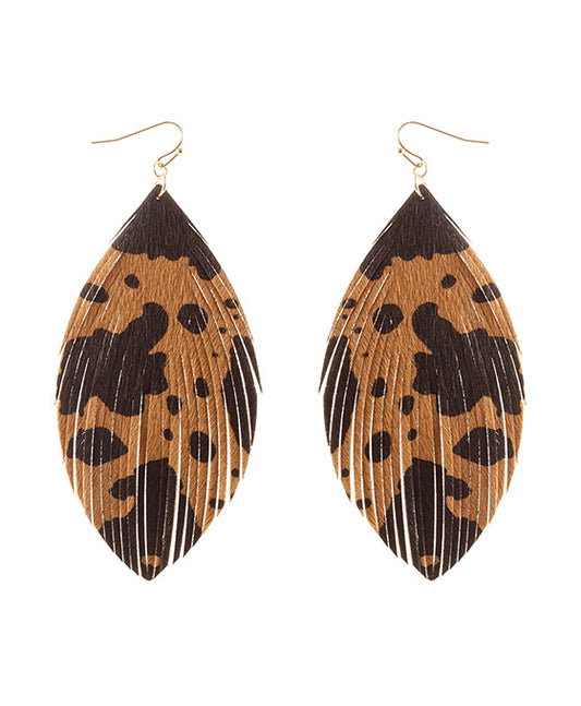 Leather Cowhide Fringe Earring