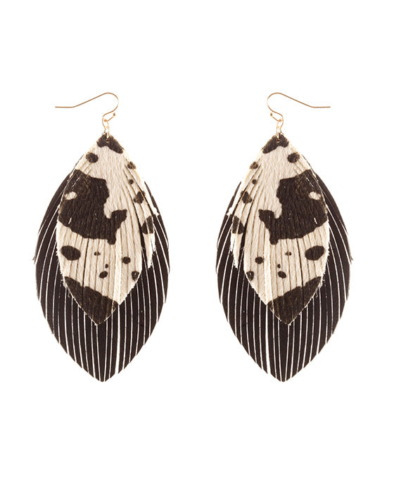 Leather Cowhide Fringe Earring
