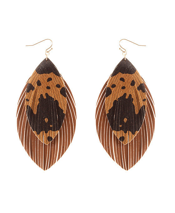 Leather Cowhide Fringe Earring