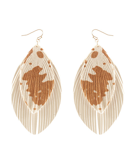 Leather Cowhide Fringe Earring