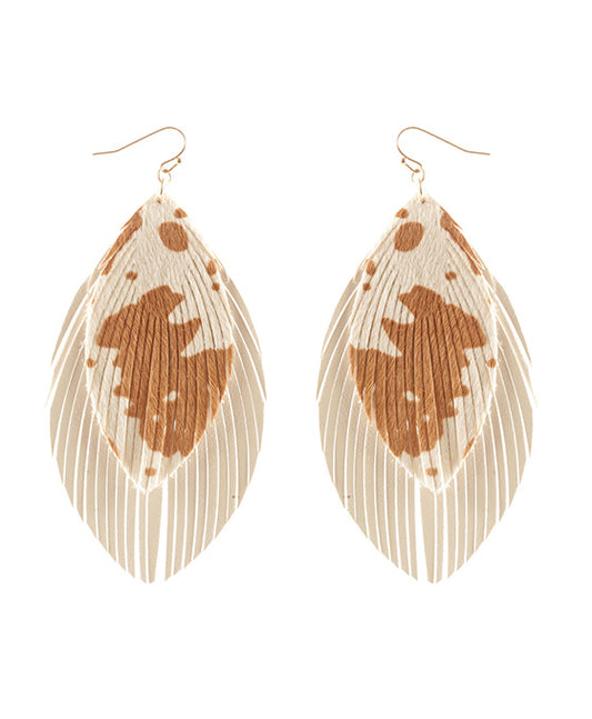 Leather Cowhide Fringe Earring