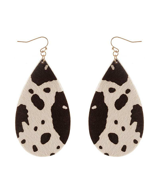 Glass Pearl Cowhide Teardrop Earring