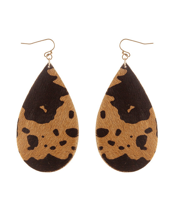 Glass Pearl Cowhide Teardrop Earring