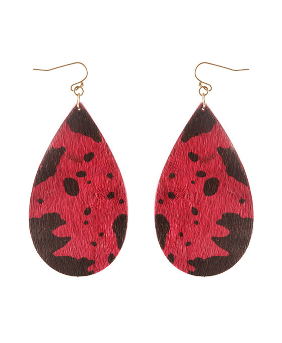 Glass Pearl Cowhide Teardrop Earring