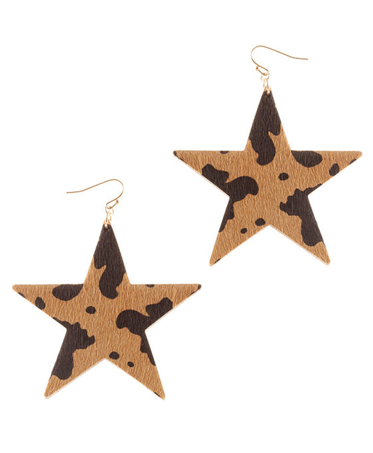 Leather Cowhide Star Earring